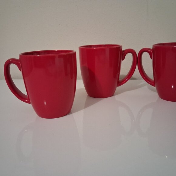 Corelle Coordinates Red Stoneware Coffee Mugs Cups Holds 12 oz. Set of 4, EUC - Picture 3 of 10